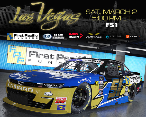 Jeremy Clements Racing Will Join Forces With First Pacific Funding For   FPF Las Vegas 2024 Event Graphic 